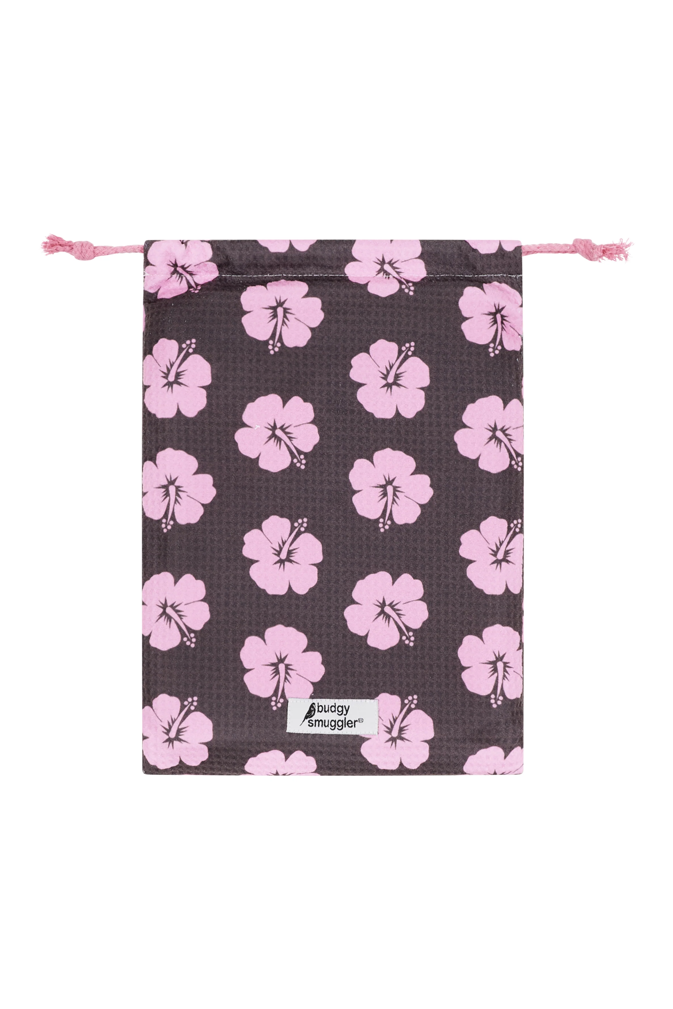 Double Sided Towel in Brown and Pink Hibiscus - Image 5