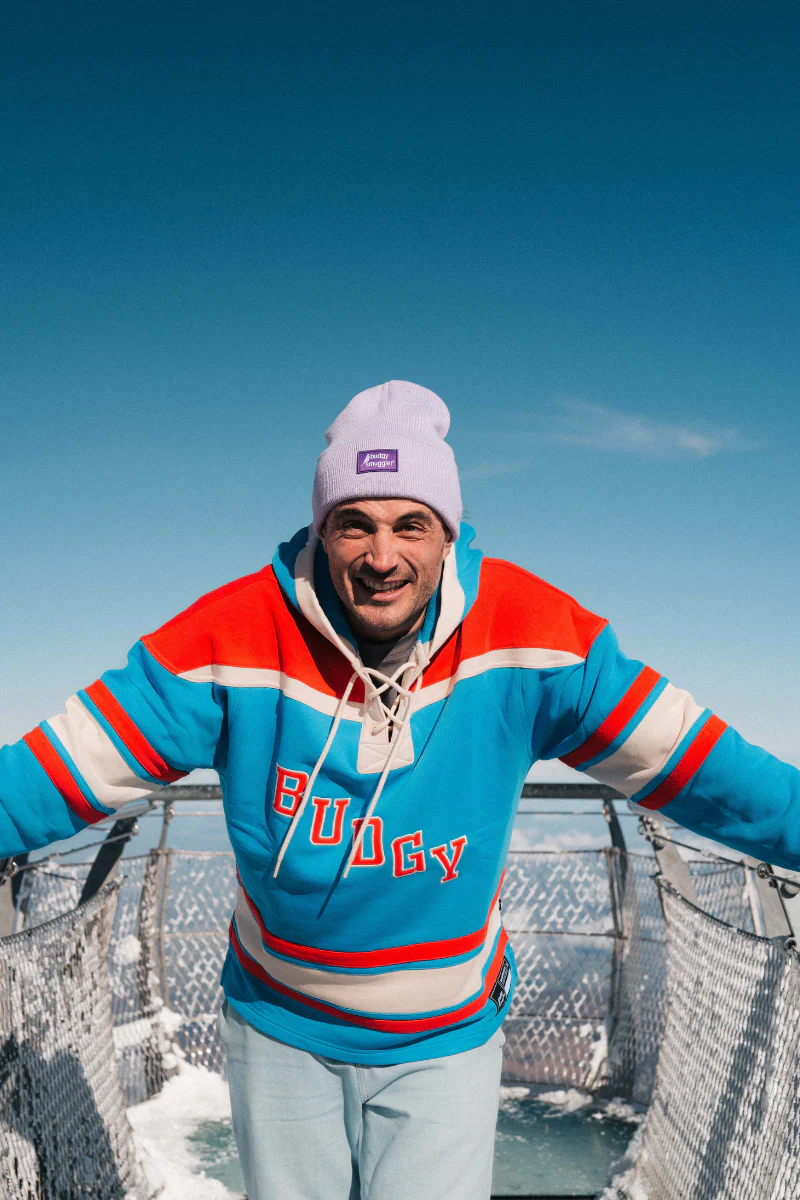 Lacer Hoodie in Blue and Red