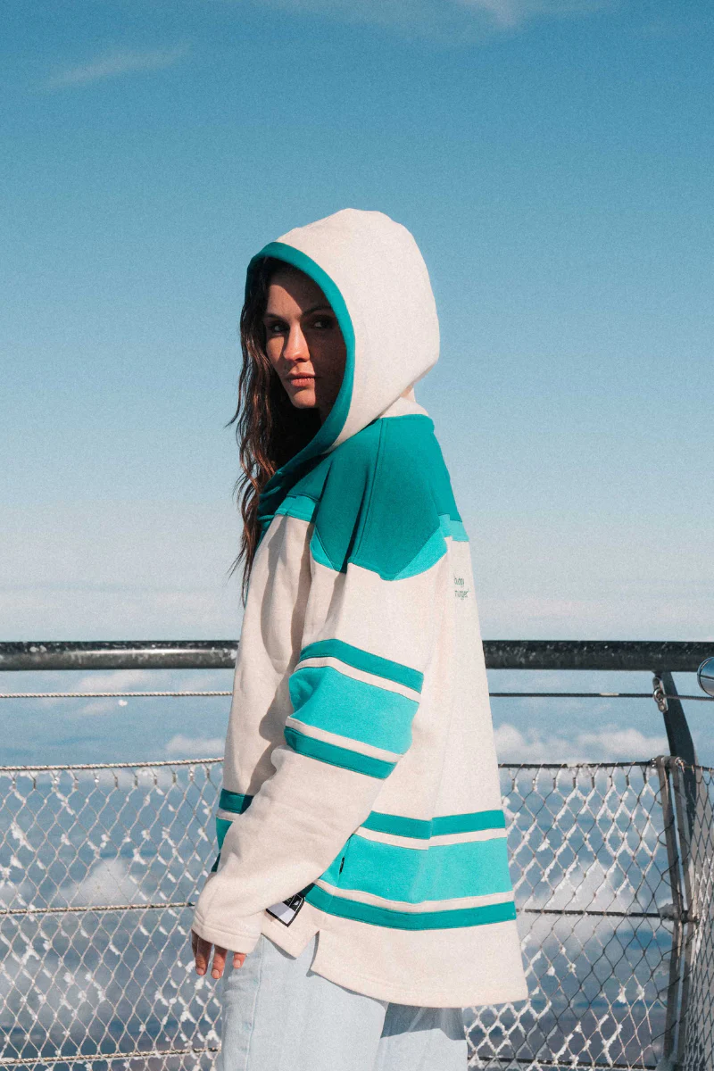 Lacer Hoodie in Green and Cream - Image 3