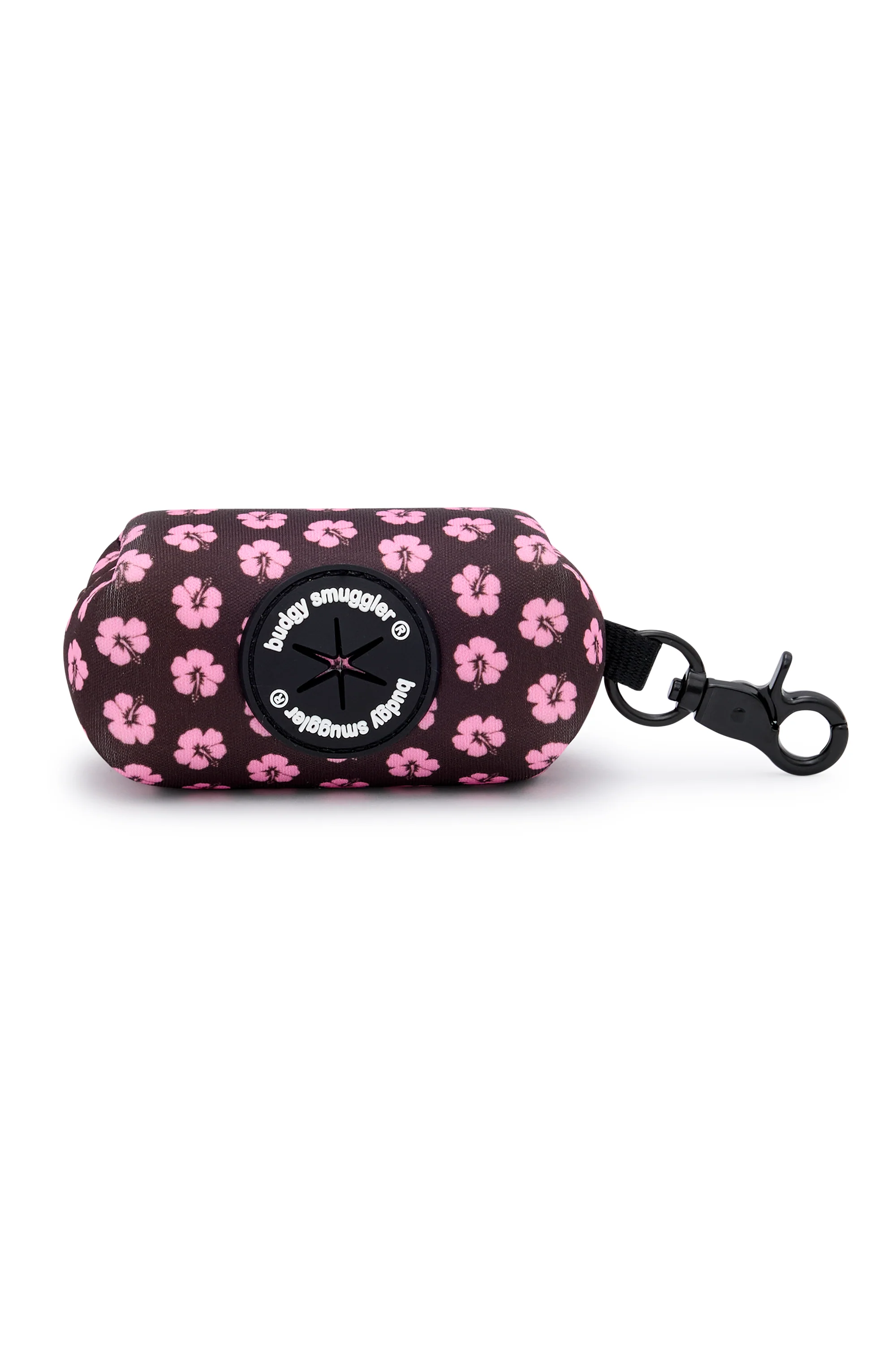 Pet Poop Bag in Brown and Pink Hibiscus