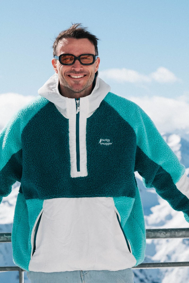 Retro Polar Fleece in Salt and Sea Foam - Image 2