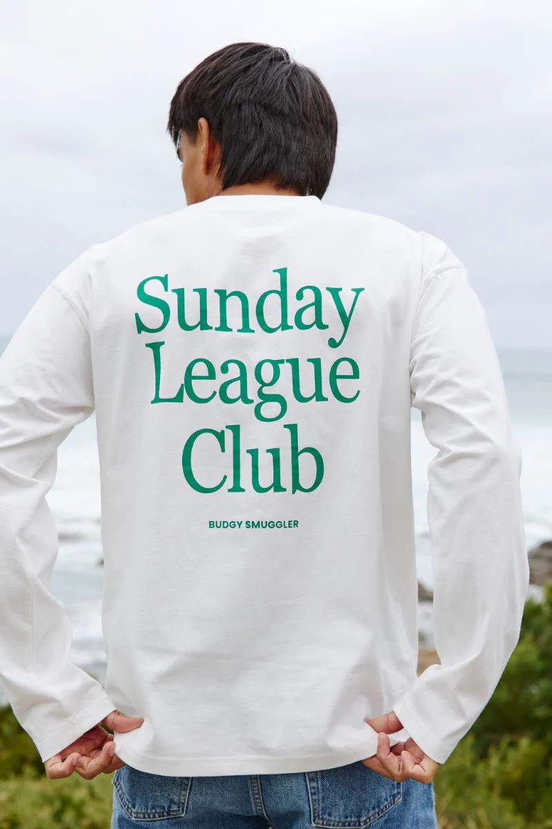 White Long Sleeve Tee with Sunday League Club - Image 6