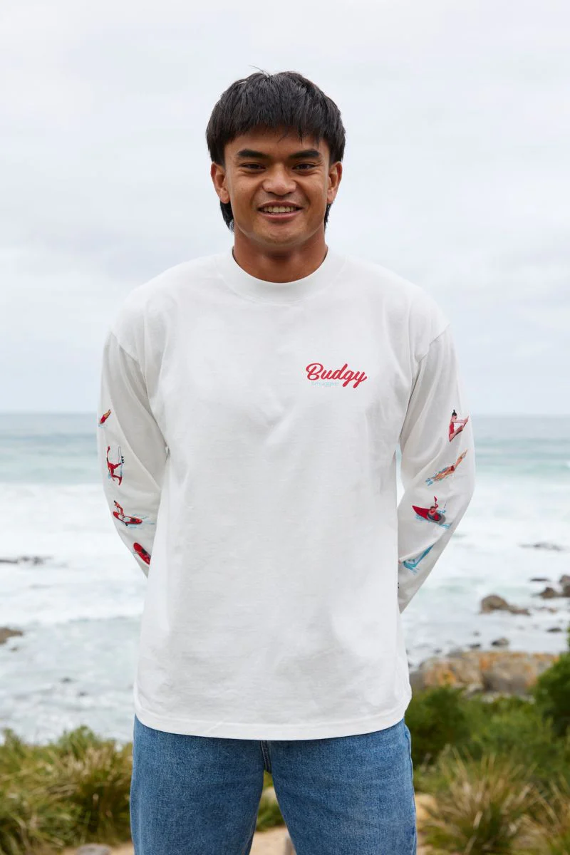 White Long Sleeve Tee with Watersports - Image 6